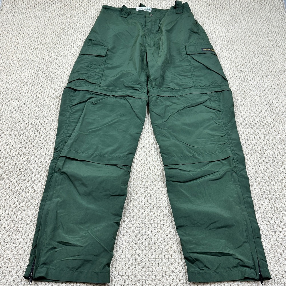 Vintage US Forest Pants Mens Large Green Nylon Cargo USDA Convertible Trousers